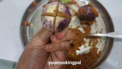 Bharli Vangi - Maharashtrian style stuffed Eggplants preparation