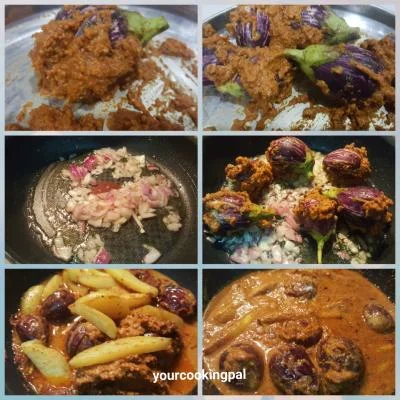 Bharli Vangi - Maharashtrian style stuffed Eggplants preparation