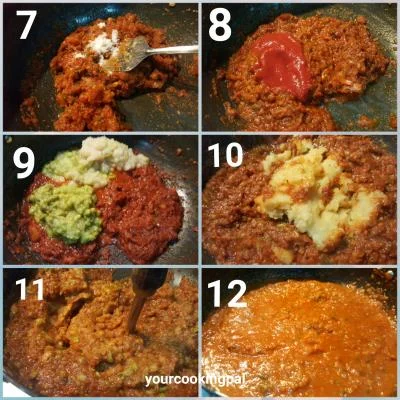 Cheese Pav Bhaji Fondue preparation