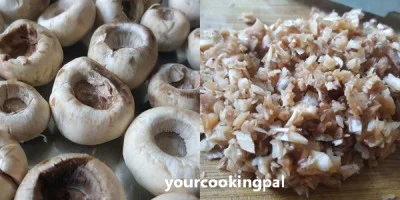 Cheesy Stuffed Mushroom preparation