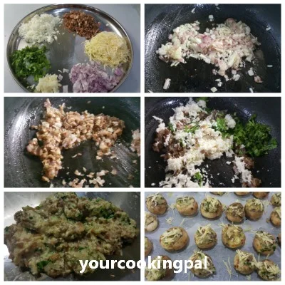 Cheesy Stuffed Mushroom preparation