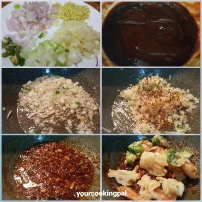 Crispy Vegetables in Sweet and Sour Sauce preparation