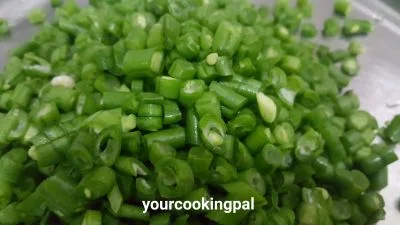 French Beans Stir Fry - Farasbi Bhaaji preparation