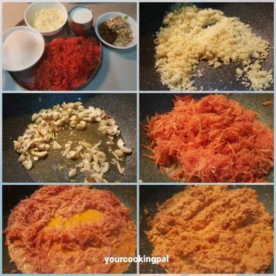 Gajar Halwa - Carrot Halva preparation