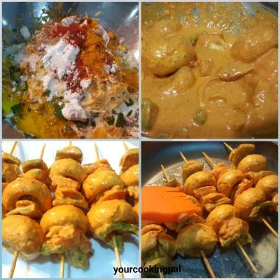 Malai Mushroom Tikka preparation