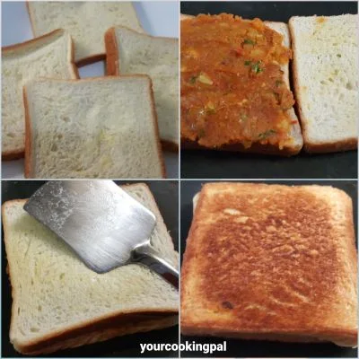 Masala Toast Sandwich preparation