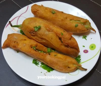 Mirchi Bhajji - Chilli Fritter preparation photo 1