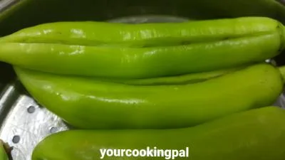 Mirchi Bhajji - Chilli Fritter preparation