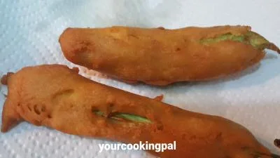 Mirchi Bhajji - Chilli Fritter preparation