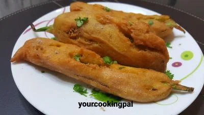 Mirchi Bhajji - Chilli Fritter preparation