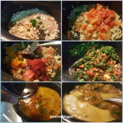 Palak Dal - Spinach Dal preparation