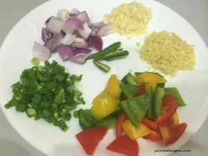 Paneer Chilli Gravy preparation
