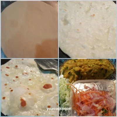 Paneer Potato Frankie preparation