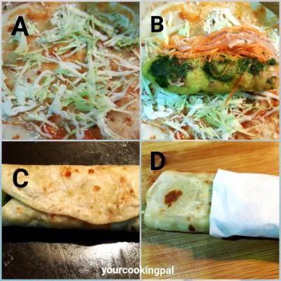 Paneer Potato Frankie preparation