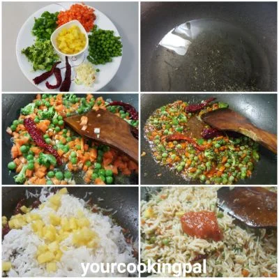 Pineapple Fried Rice preparation