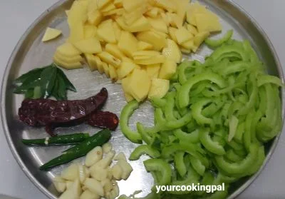 Potato Snake Gourd Veggie - Aloo Padval Sabzi preparation