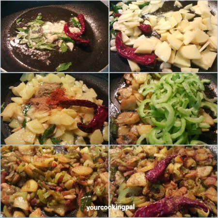 Potato Snake Gourd Veggie - Aloo Padval Sabzi preparation