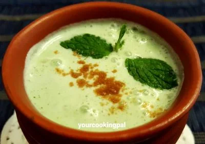 Pudina Chaas - Mint Buttermilk preparation photo 1