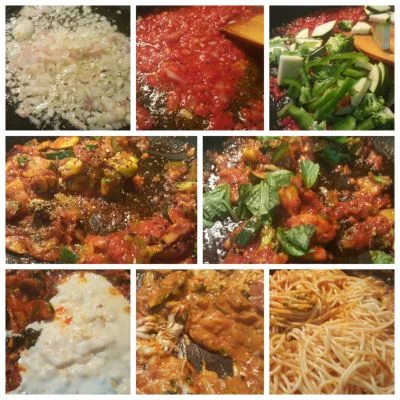 Spaghetti in Red and White Sauce preparation photo 1