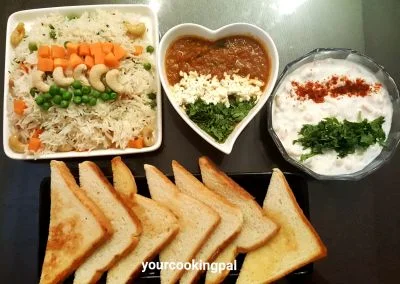 Tiranga Pulao - Carrot Cashew nut Peas Pulao preparation photo 2