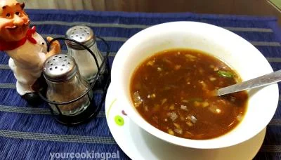 Veg Hot and Sour Soup preparation