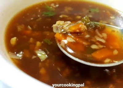 Veg Hot and Sour Soup preparation