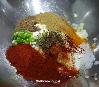 Zaffrani Paneer Tikka preparation