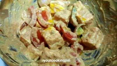Zaffrani Paneer Tikka preparation