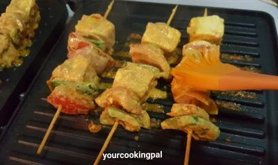 Zaffrani Paneer Tikka preparation
